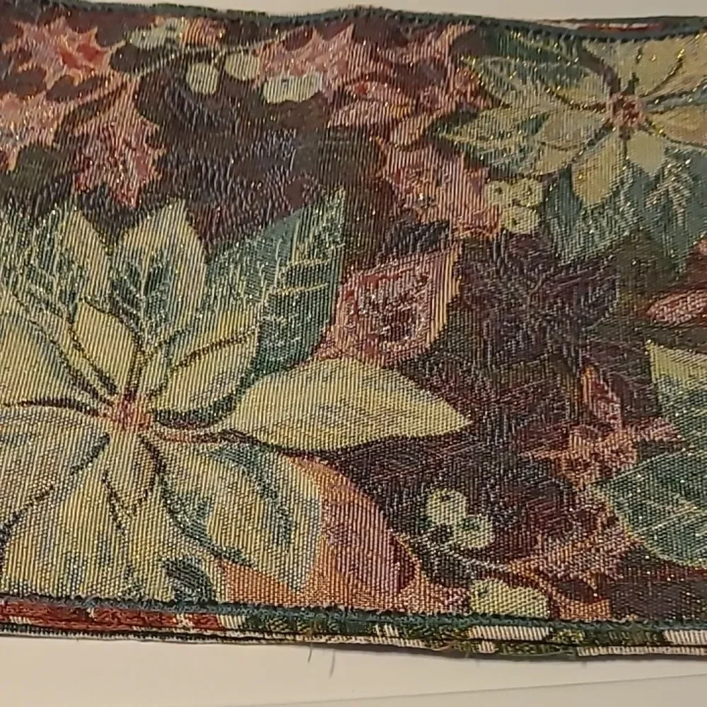Festive Poinsettia Tapestry Table Runner